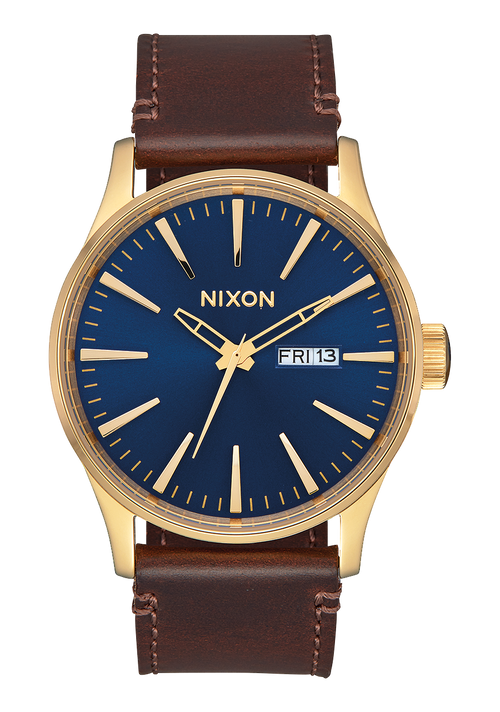 Sentry Leather - Doré poli / Soleil bleu marine