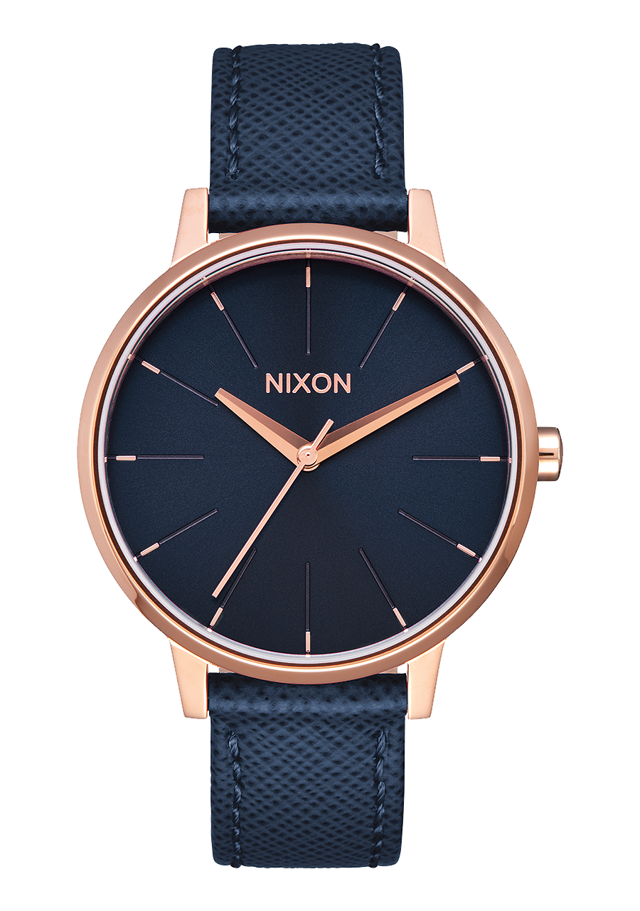 Kensington Leather - Navy / Rose Gold View 1