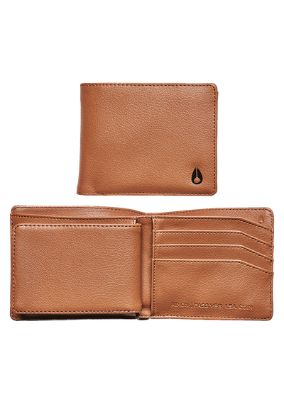 Portefeuille avec porte-monnaie Pass en cuir végan - Marron clair