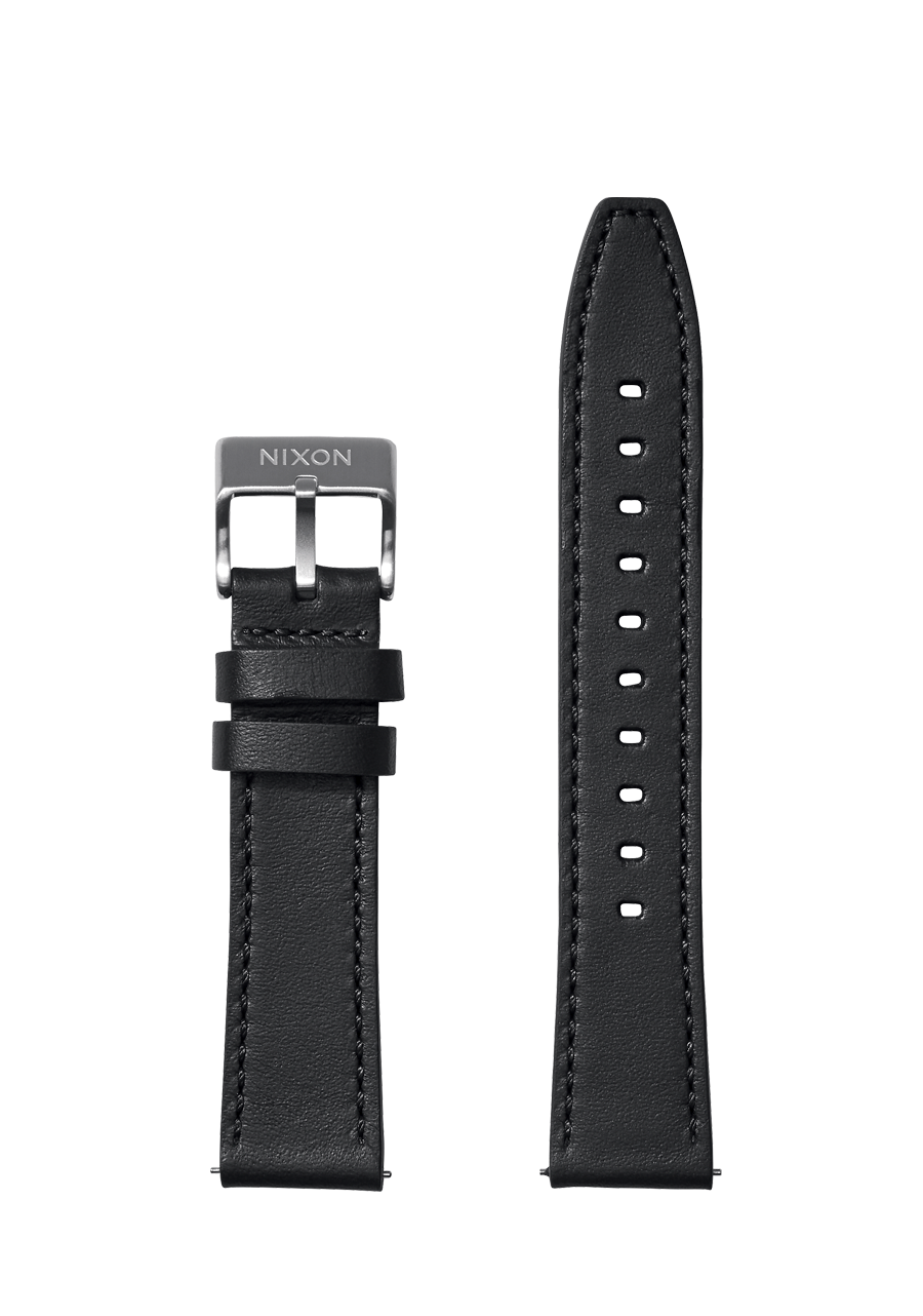 Bracelet Montre Cuir Noir 20mm - Motif Requin, Boucle Métal - Neuf