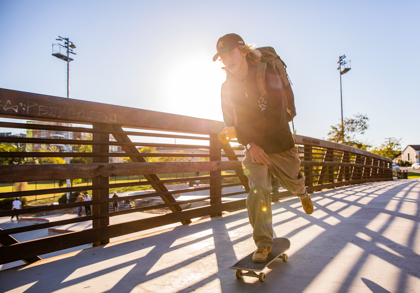 Skateboarder rocks Nixon gear