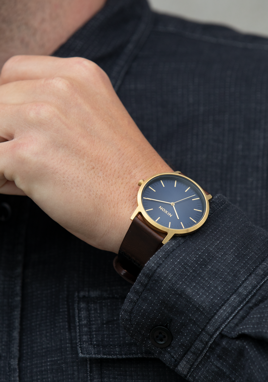Porter Cuir - Marine / Marron