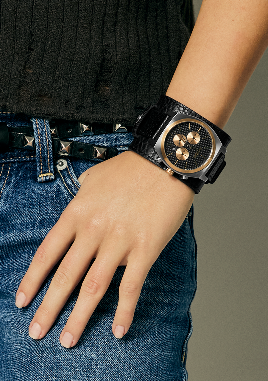 Time Teller Chrono Leather - Silver / Rose Gold / Black View 10