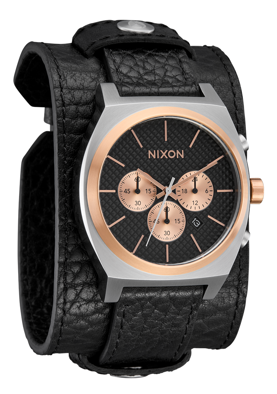 Time Teller Chrono Leather - Silver / Rose Gold / Black View 2