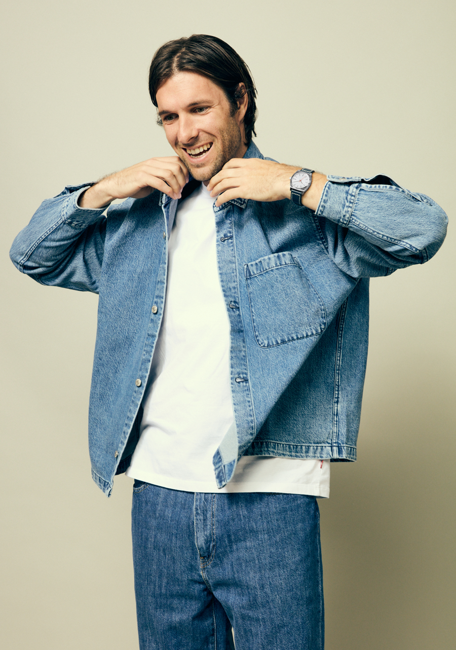 Time Teller Cuir - Argent / Nuage / Indigo