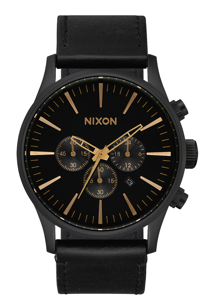 Sentry Chrono Cuir - Noir mat / Or / Noir