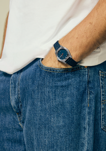 Medium Time Teller Denim - Silver / Indigo / Denim View 8