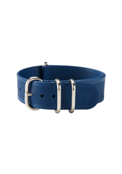 20mm FKM Rubber One Piece Band - Bleu marine / bleu View 2