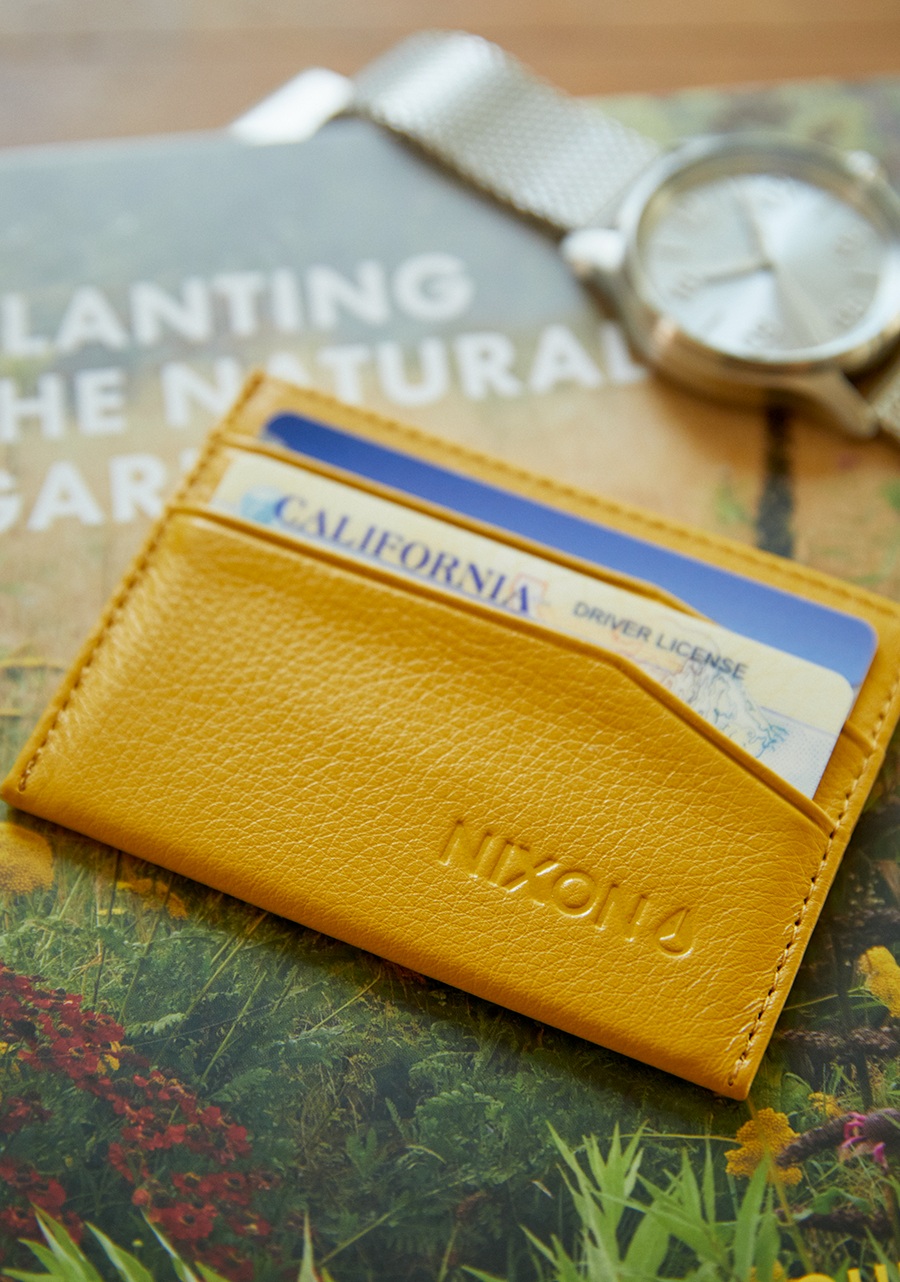 Flaco Porte-cartes en cuir - Jaune
