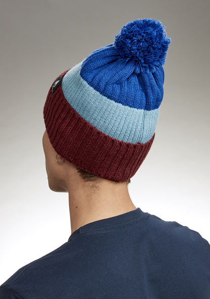 Schrader Pom Beanie - Dark Cherry / Blue View 4