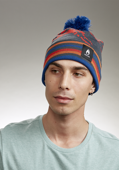 Ridge Pom Beanie - Bleu marine / multicolore View 3