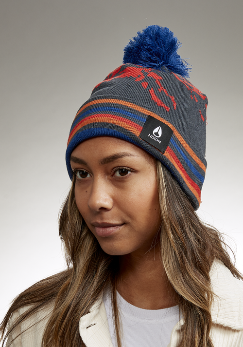 Ridge Pom Beanie - Bleu marine / multicolore