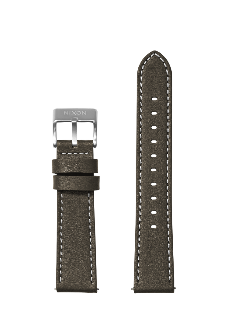 Bracelet en cuir cousu de 20 mm - Olive foncé