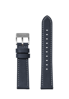 20mm Stitched Leather Band - Bleu marine