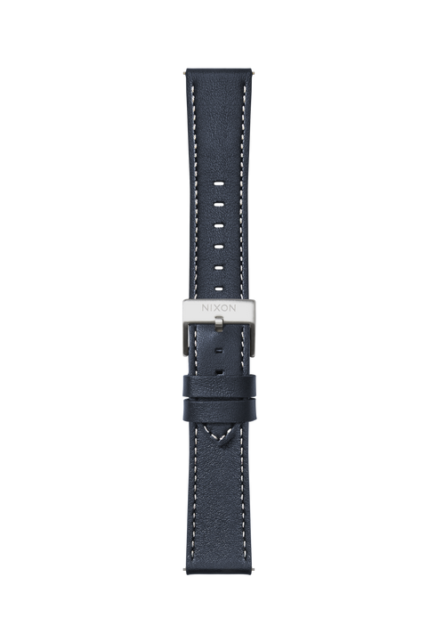 20mm Stitched Leather Band - Bleu marine