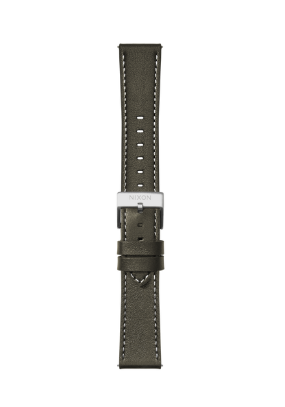 23mm Stitched Leather Band - Vert olive View 2