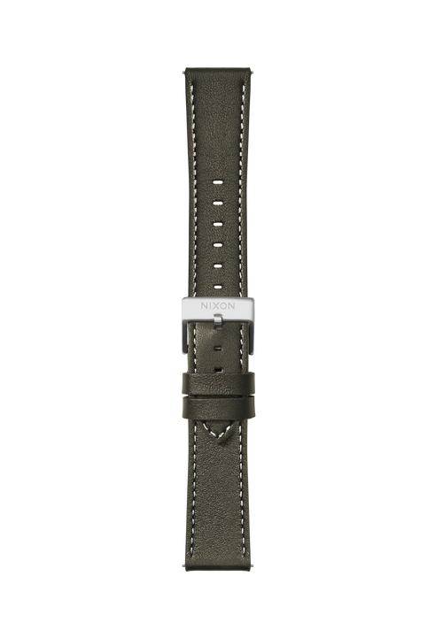 23mm Stitched Leather Band - Vert olive