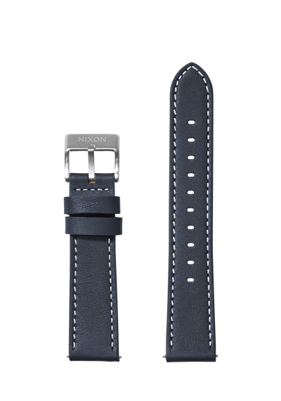 23mm Stitched Leather Band - Bleu marine