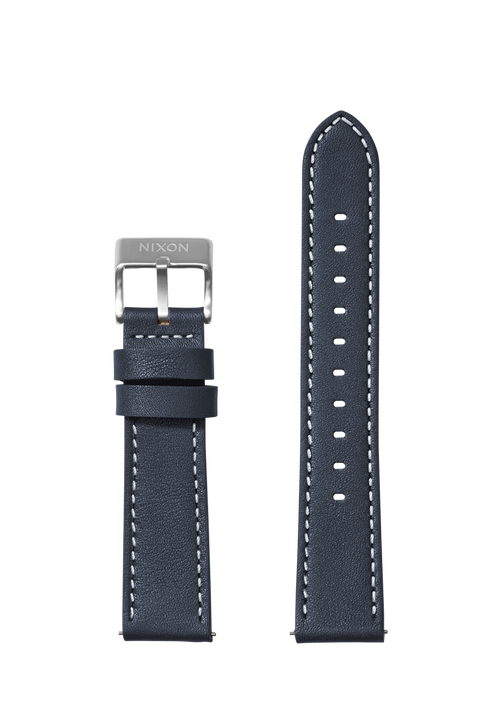 23mm Stitched Leather Band - Bleu marine