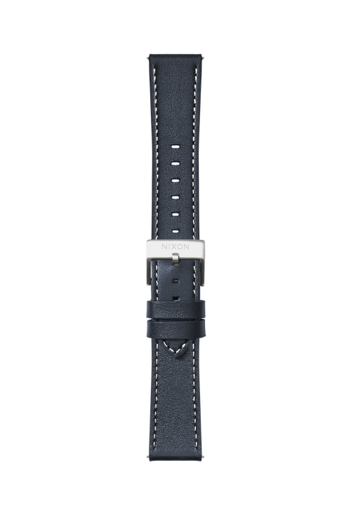 23mm Stitched Leather Band - Bleu marine