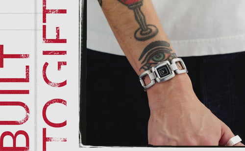 quick mp4 going through different images of people wearing nixon watches with Built to Gift written in red on the left.